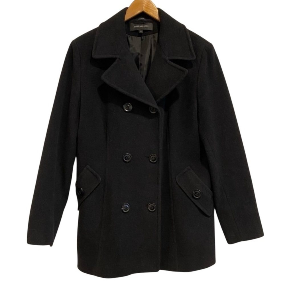 Jones New York Black Wool Cashmere Pea Coat - Women’s 10 - Like New
